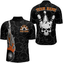 Load image into Gallery viewer, Men Skull Bowling Jersey Custom Bowling Team Shirts Unisex Bowling Men Short Sleeve Quarter-zip Shirt CP30