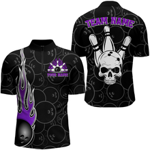 Load image into Gallery viewer, Men Skull Bowling Jersey Custom Bowling Team Shirts Unisex Bowling Men Short Sleeve Quarter-zip Shirt CP30