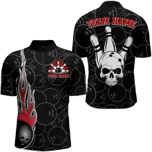 Load image into Gallery viewer, Men Skull Bowling Jersey Custom Bowling Team Shirts Unisex Bowling Men Short Sleeve Quarter-zip Shirt CP30