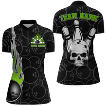 Load image into Gallery viewer, Women Skull Bowling Jersey Custom Bowling Team Shirts Unisex Bowling Women Short Sleeve Quarter-zip Shirt CP30