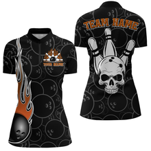 Load image into Gallery viewer, Women Skull Bowling Jersey Custom Bowling Team Shirts Unisex Bowling Women Short Sleeve Quarter-zip Shirt CP30