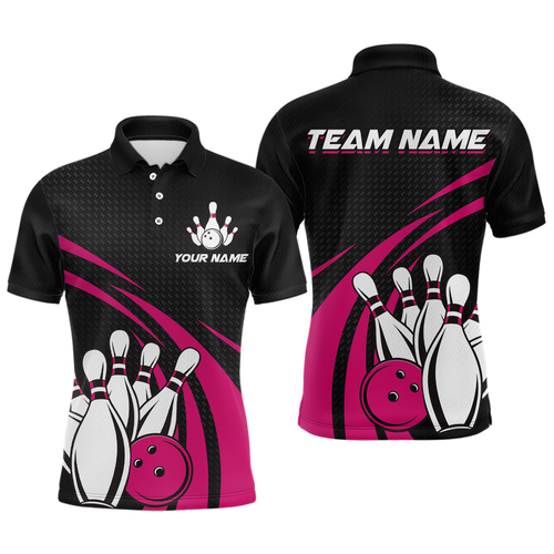 Pink Bowling Jersey Men Custom Bowling Team Shirts Unisex Bowling Men Short Sleeve Polo Shirt CP29