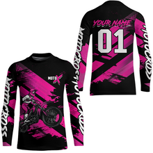 Load image into Gallery viewer, Adult&amp;Kid Pink Custom Dirt Bike Jersey Motocross Jersey Upf30+ Motocross Shirt| CTP79