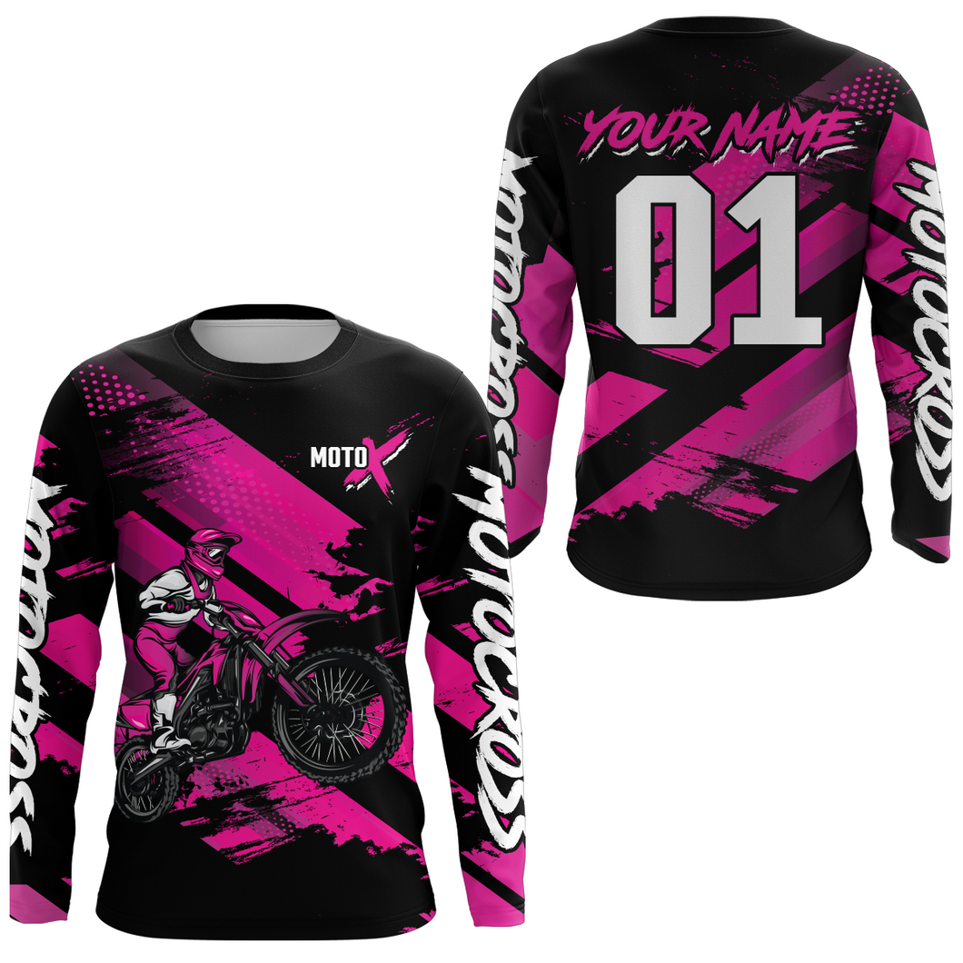 Adult&Kid Pink Custom Dirt Bike Jersey Motocross Jersey Upf30+ Motocross Shirt| CTP79