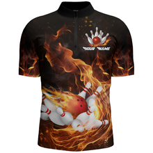 Load image into Gallery viewer, Custom Flame Bowling Jersey For Men Bowling Shirt Team Bowling Quarter-Zip Shirt CP10