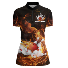 Load image into Gallery viewer, Custom Flame Bowling Jersey For Men Bowling Shirt Team Bowling Quarter-Zip Shirt CP10