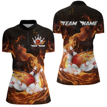Load image into Gallery viewer, Custom Flame Bowling Jersey For Men Bowling Shirt Team Bowling Quarter-Zip Shirt CP10