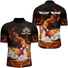 Load image into Gallery viewer, Custom Flame Bowling Jersey For Men Bowling Shirt Team Bowling Quarter-Zip Shirt CP10