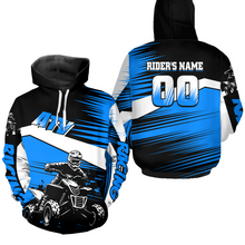 Load image into Gallery viewer, Blue ATV Motocross Hoodie Kids Youth Quad Racing Hoodie Custom Name &amp; Number For Men Women NHN001