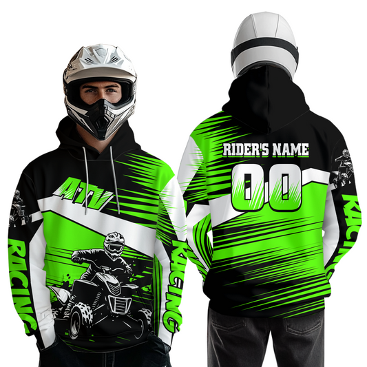 Custom Green ATV Motocross Hoodie Jersey Kids Youth Quad Racing Hoodie Shirt For Men Women NHN001