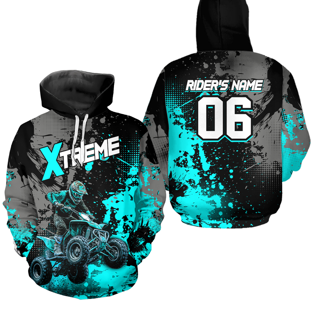 Custom ATV Motocross Hoodie Turquoise Upf30+ Extreme Quad Bike Off-Road Jersey Men Kid Mx Riding Hoodied NHN010