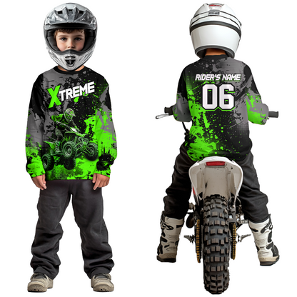 Custom Atv Motocross Shirt Green UPF30+ Extreme Quad Bike Off-Road Jersey Men Kid Mx Riding Shirts NHN010