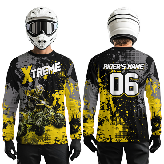 Custom Atv Motocross Shirt Yellow UPF30+ Extreme Quad Bike Off-Road Jersey Men Kid Mx Riding Shirts NHN010