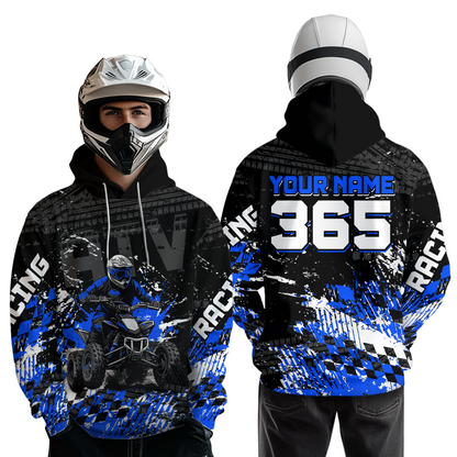 Custom Blue Atv Motocross Hoodie Upf30+ Quad Bike Shirt Extreme Racing Adult Youth Off-Road Quad Shirt NHN009