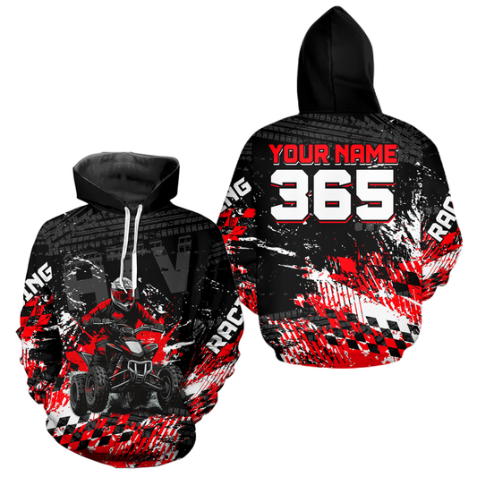 Custom Red Atv Motocross Hoodie Upf30+ Quad Bike Shirt Extreme Racing Adult Youth Off-Road Quad Shirt NHN009