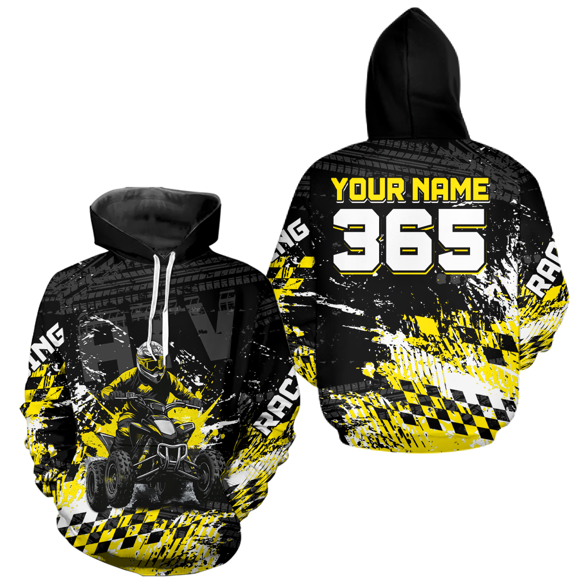 Custom Yellow Atv Motocross Hoodie Upf30+ Quad Bike Shirt Extreme Racing Adult Youth Off-Road Quad Shirt NHN009