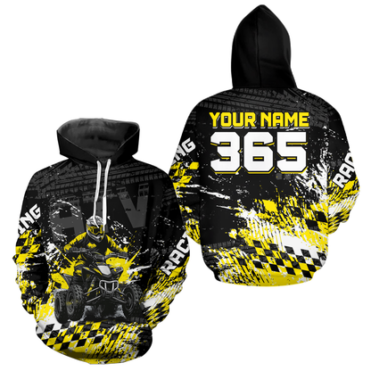 Custom Yellow Atv Motocross Hoodie Upf30+ Quad Bike Shirt Extreme Racing Adult Youth Off-Road Quad Shirt NHN009