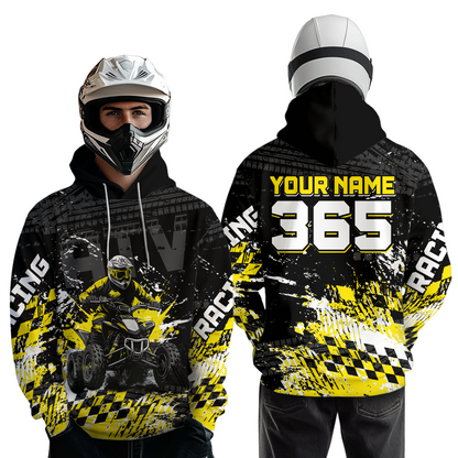 Custom Yellow Atv Motocross Hoodie Upf30+ Quad Bike Shirt Extreme Racing Adult Youth Off-Road Quad Shirt NHN009