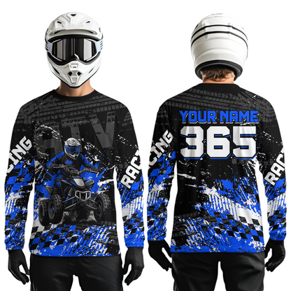 Custom Blue ATV Motocross Jersey Upf30+ Quad Bike Shirt Extreme Racing Adult Youth Off-Road Quad Shirt NHN009