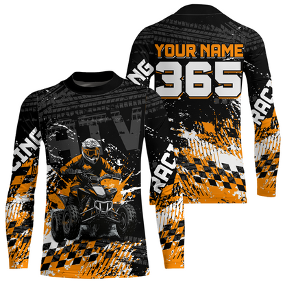 Custom Orange ATV Motocross Jersey Upf30+ Quad Bike Shirt Extreme Racing Adult Youth Off-Road Quad Shirt NHN009