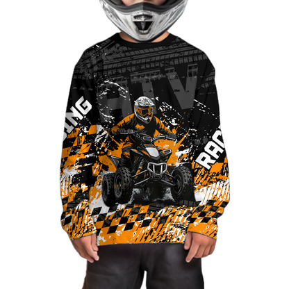 Custom Orange ATV Motocross Jersey Upf30+ Quad Bike Shirt Extreme Racing Adult Youth Off-Road Quad Shirt NHN009