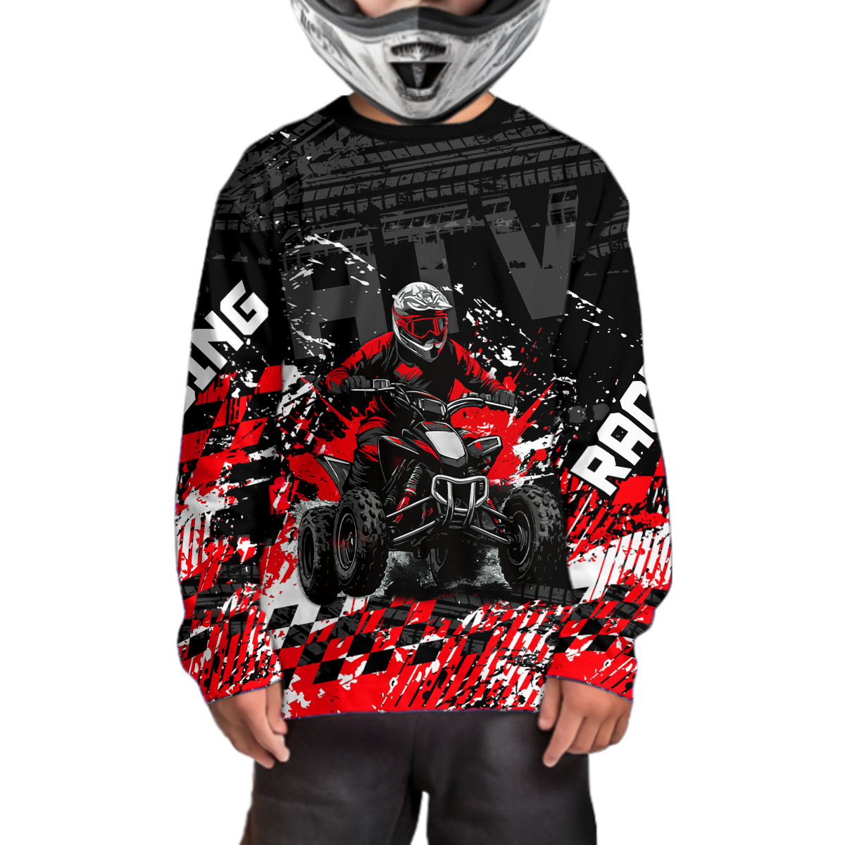 Custom Red ATV Motocross Jersey Upf30+ Quad Bike Shirt Extreme Racing Adult Youth Off-Road Quad Shirt NHN009