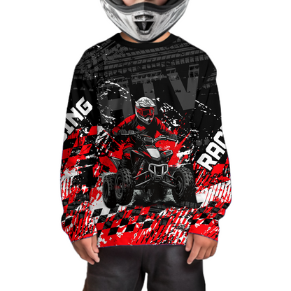 Custom Red ATV Motocross Jersey Upf30+ Quad Bike Shirt Extreme Racing Adult Youth Off-Road Quad Shirt NHN009