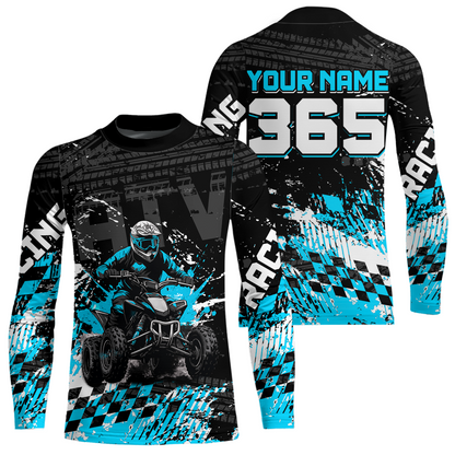 Custom Turquoise ATV Motocross Jersey Upf30+ Quad Bike Shirt Extreme Racing Adult Youth Off-Road Quad Shirt NHN009