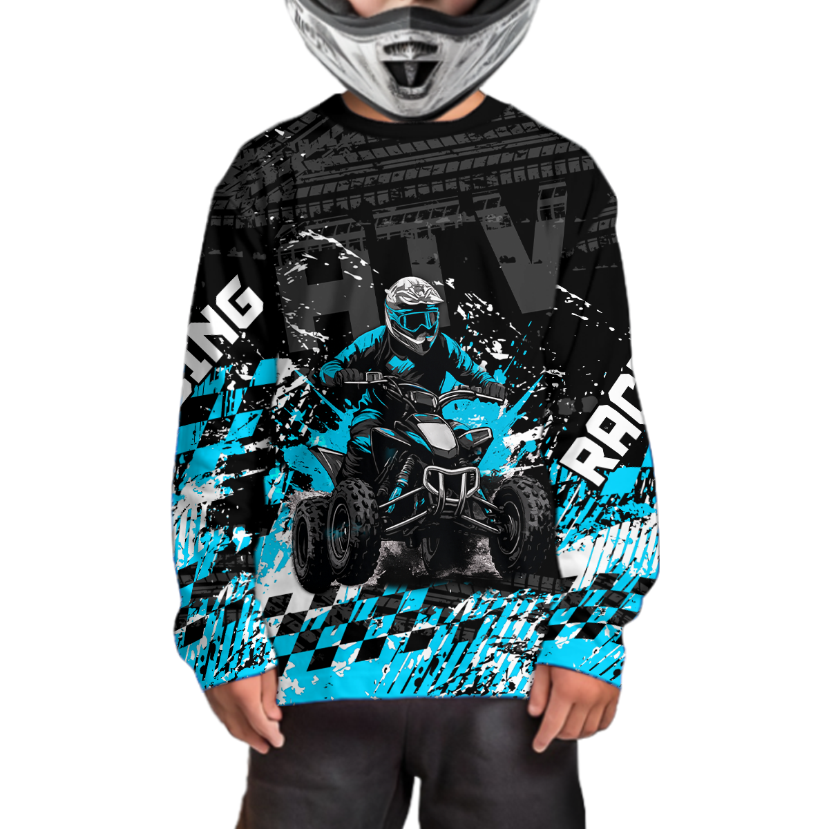 Custom Turquoise ATV Motocross Jersey Upf30+ Quad Bike Shirt Extreme Racing Adult Youth Off-Road Quad Shirt NHN009