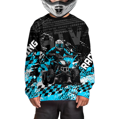 Custom Turquoise ATV Motocross Jersey Upf30+ Quad Bike Shirt Extreme Racing Adult Youth Off-Road Quad Shirt NHN009