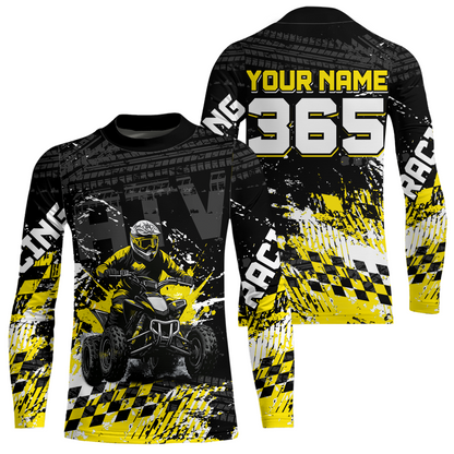 Custom Yellow ATV Motocross Jersey Upf30+ Quad Bike Shirt Extreme Racing Adult Youth Off-Road Quad Shirt NHN009