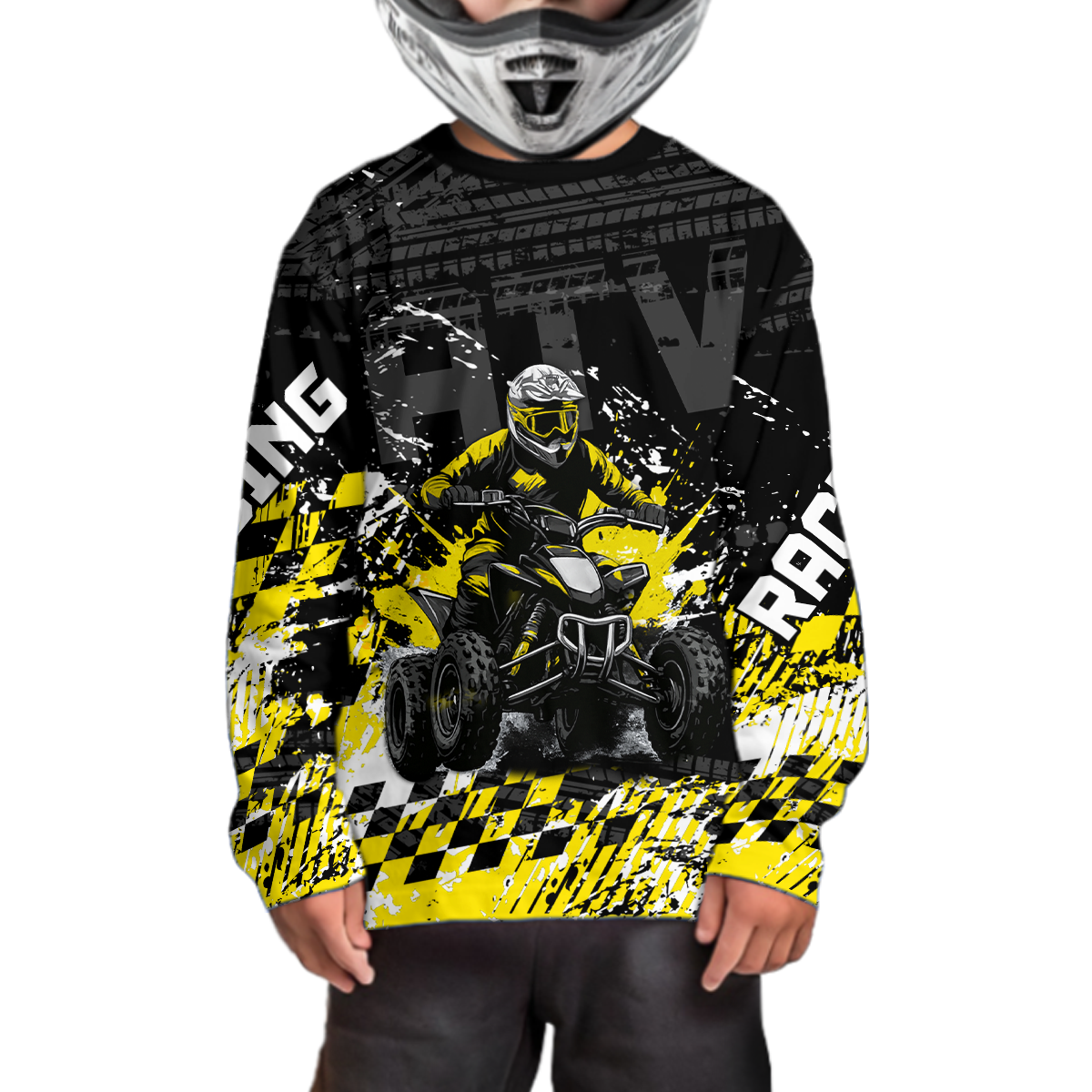 Custom Yellow ATV Motocross Jersey Upf30+ Quad Bike Shirt Extreme Racing Adult Youth Off-Road Quad Shirt NHN009