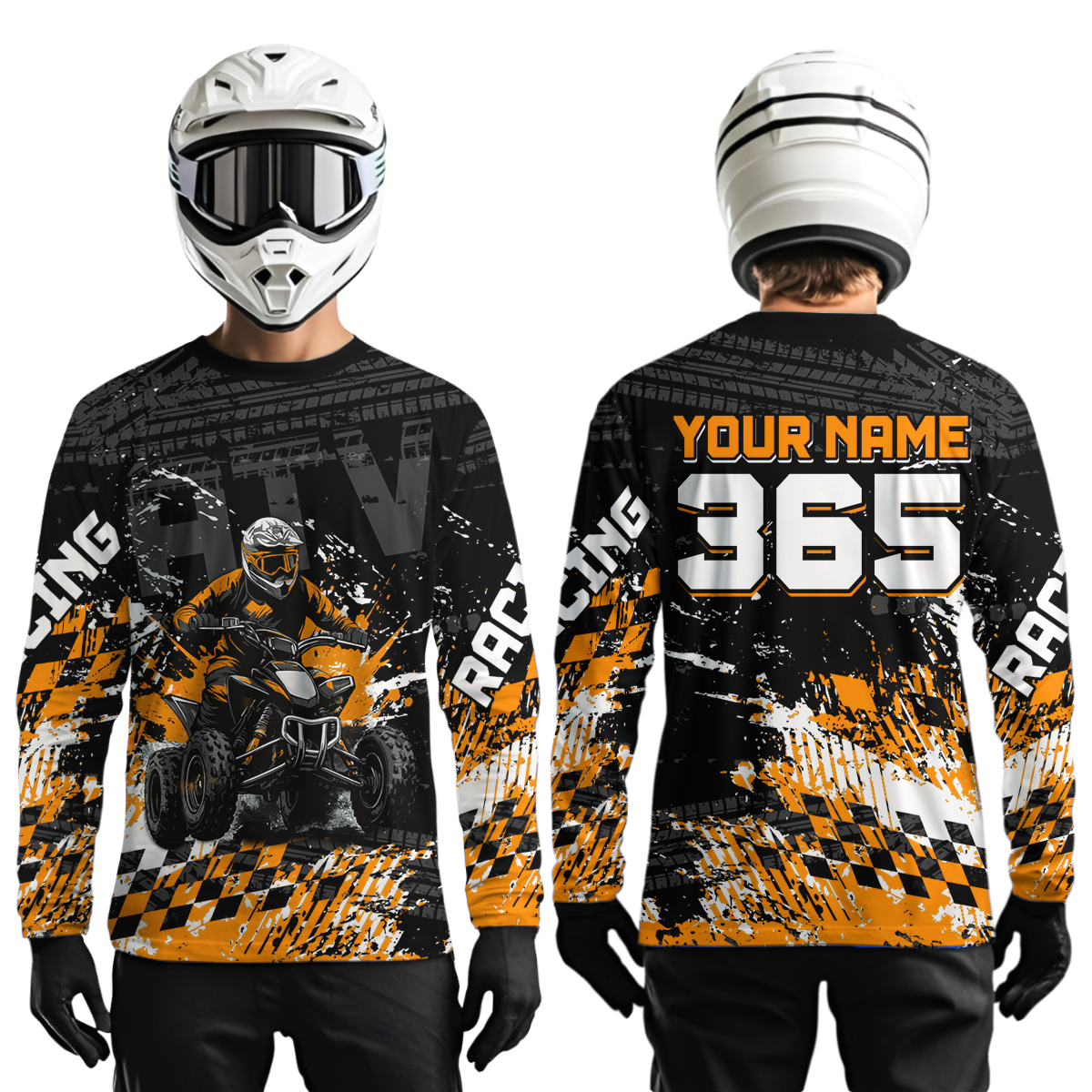 Custom Orange ATV Motocross Jersey Upf30+ Quad Bike Shirt Extreme Racing Adult Youth Off-Road Quad Shirt NHN009