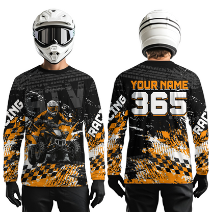 Custom Orange ATV Motocross Jersey Upf30+ Quad Bike Shirt Extreme Racing Adult Youth Off-Road Quad Shirt NHN009