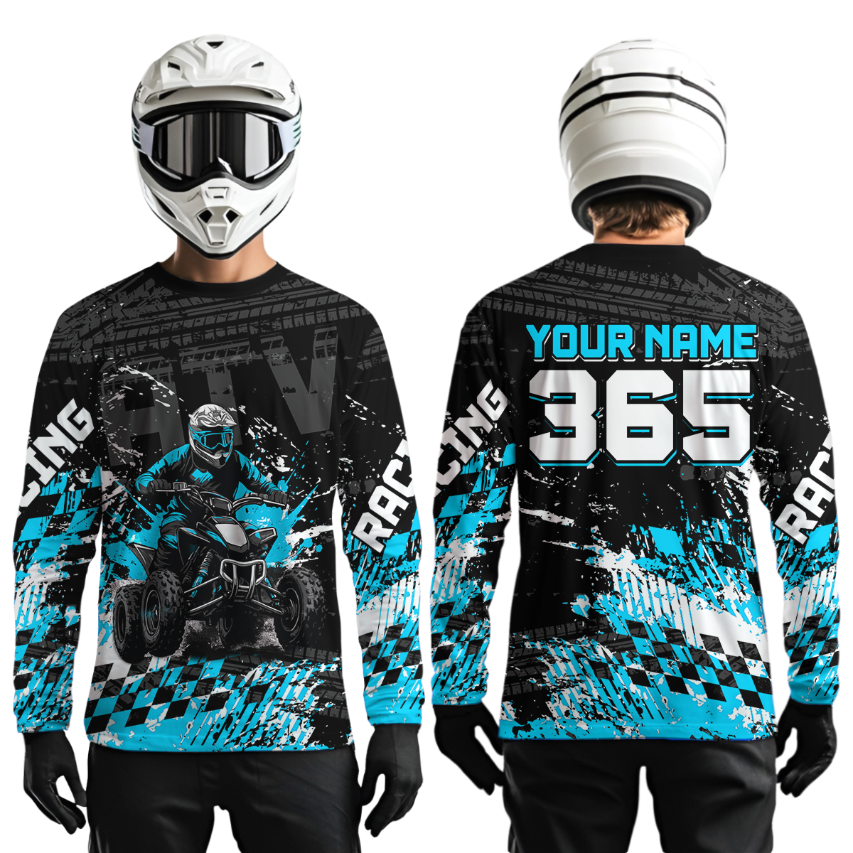 Custom Turquoise ATV Motocross Jersey Upf30+ Quad Bike Shirt Extreme Racing Adult Youth Off-Road Quad Shirt NHN009