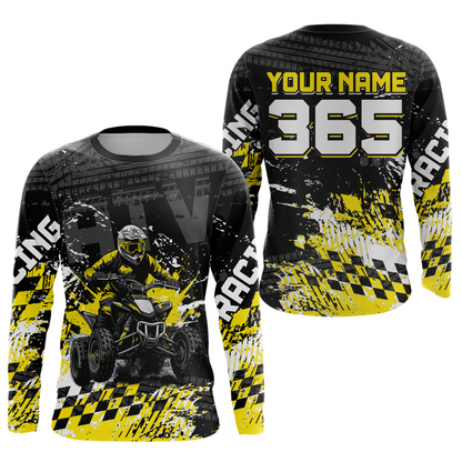 Custom Yellow ATV Motocross Jersey Upf30+ Quad Bike Shirt Extreme Racing Adult Youth Off-Road Quad Shirt NHN009