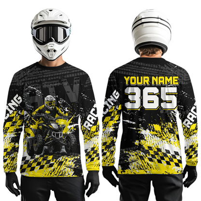 Custom Yellow ATV Motocross Jersey Upf30+ Quad Bike Shirt Extreme Racing Adult Youth Off-Road Quad Shirt NHN009