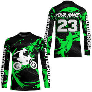 Custom Dirt Bike Jersey Green Motocross Jersey Upf30+ Mens Women Racing Shirt| CTP28