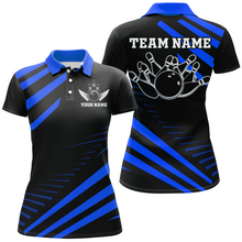 Load image into Gallery viewer, Blue Bowling Jersey Men And Women Custom Bowling Team Shirts Unisex Bowling Polo Quarter-zip CP26
