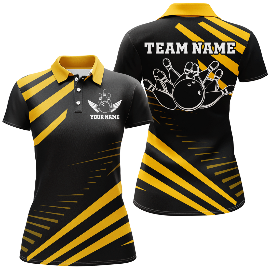 Yellow Bowling Jersey Men And Women Custom Bowling Team Shirts Unisex Bowling Polo Quarter-zip CP26