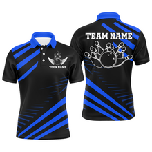 Load image into Gallery viewer, Blue Bowling Jersey Men And Women Custom Bowling Team Shirts Unisex Bowling Polo Quarter-zip CP26