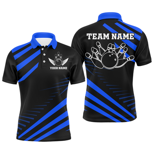 Blue Bowling Jersey Men And Women Custom Bowling Team Shirts Unisex Bowling Polo Quarter-zip CP26