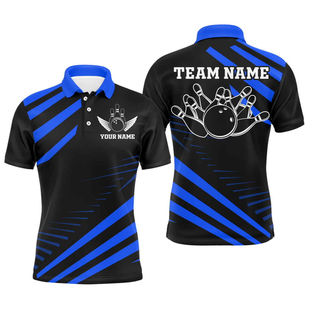 Blue Bowling Jersey Men And Women Custom Bowling Team Shirts Unisex Bowling Polo Quarter-zip CP26