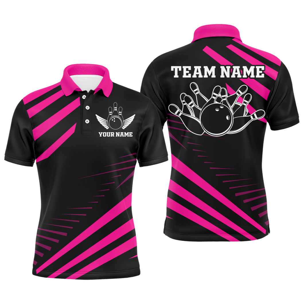 Pink Bowling Jersey Men And Women Custom Bowling Team Shirts Unisex Bowling Polo Quarter-zip CP26