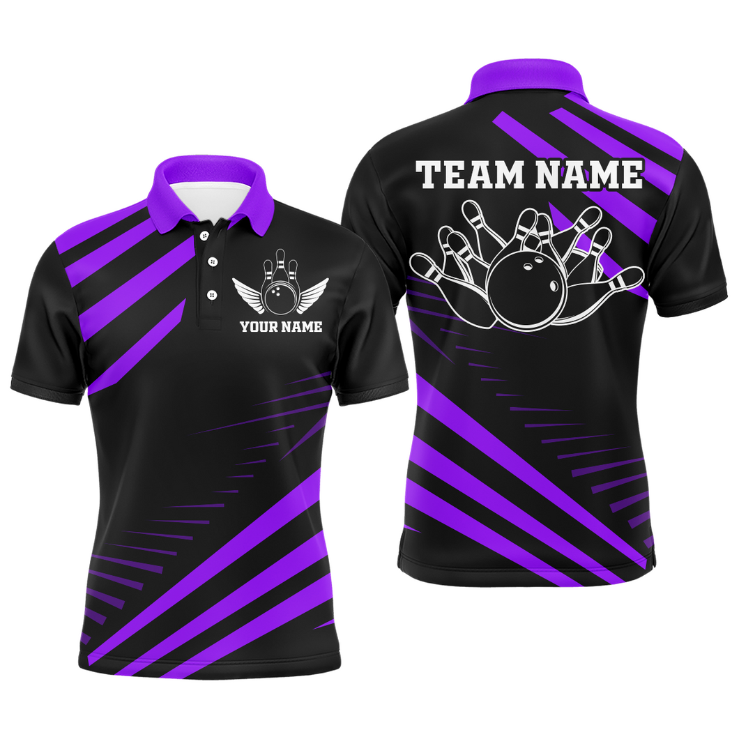 Purple Bowling Jersey Men And Women Custom Bowling Team Shirts Unisex Bowling Polo Quarter-zip CP26