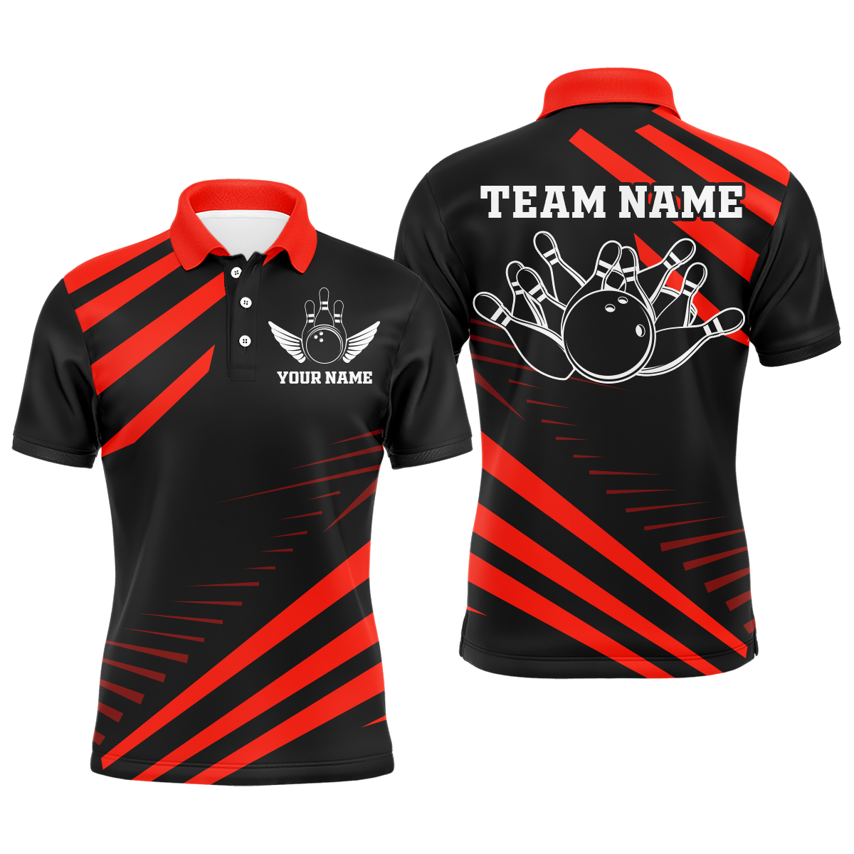 Red Bowling Jersey Men And Women Custom Bowling Team Shirts Unisex Bowling Polo Quarter-zip CP26