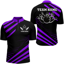 Load image into Gallery viewer, Purple Bowling Jersey Men And Women Custom Bowling Team Shirts Unisex Bowling Polo Quarter-zip CP26