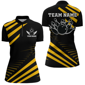 Yellow Bowling Jersey Men And Women Custom Bowling Team Shirts Unisex Bowling Polo Quarter-zip CP26