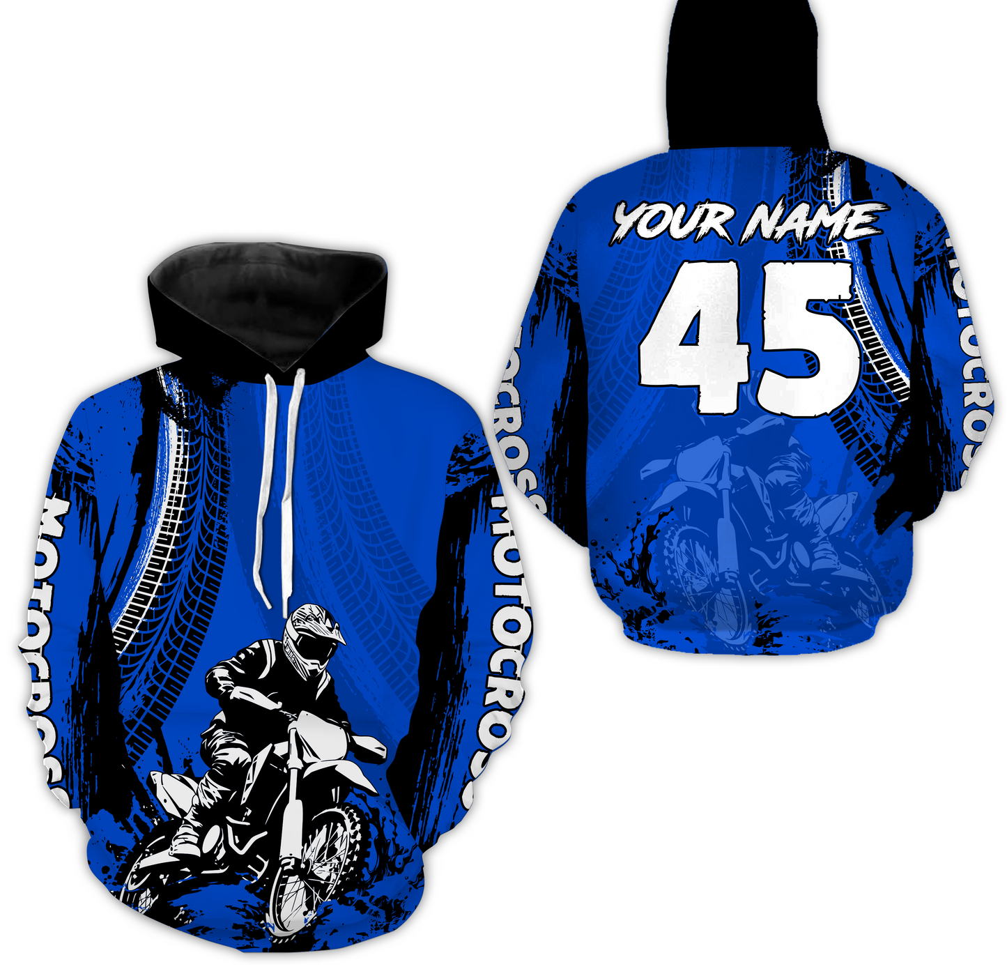 Adult&Kid Blue Custom Motocross Jersey UPF30+ MX Racing Biker Off-road Dirt Bike Racewear| CTP65