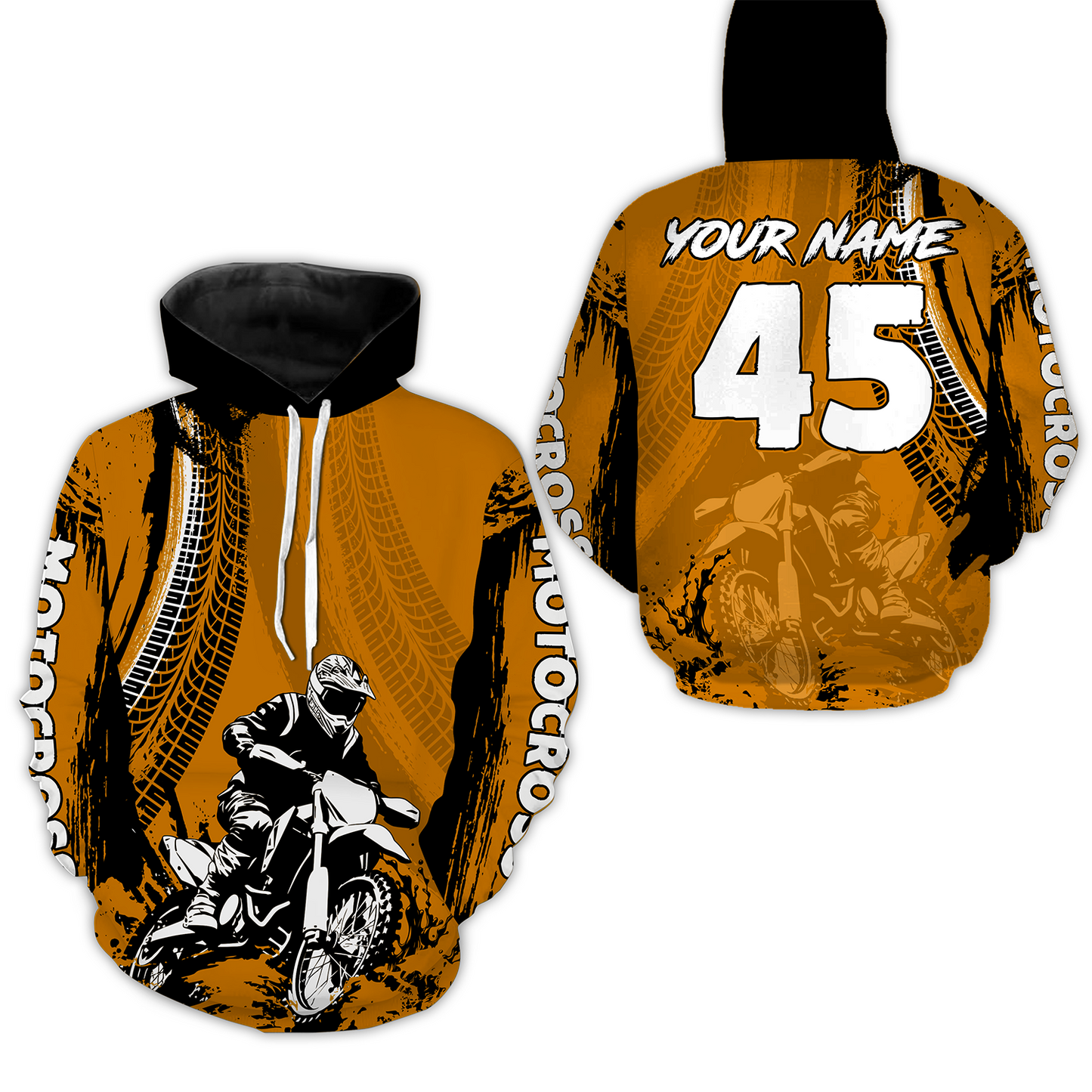Adult&Kid Orange Custom Motocross Jersey UPF30+ MX Racing Biker Off-road Dirt Bike Racewear| CTP65
